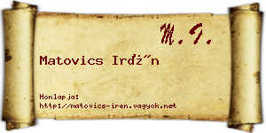 Matovics Irén névjegykártya
